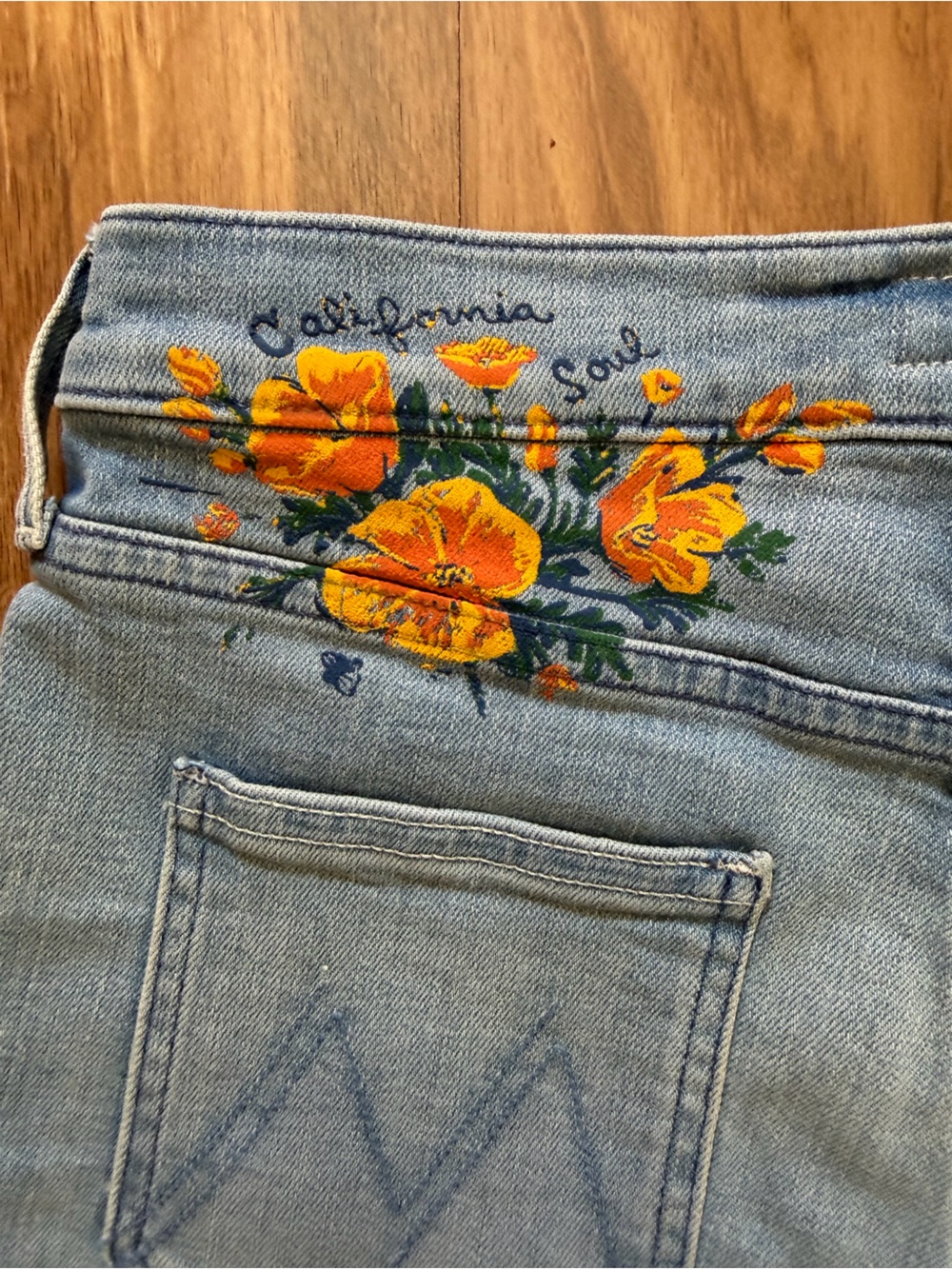 MOTHER Patchie Denim Cutoff Shorts 🧡 California Soul - Picture 3 of 5